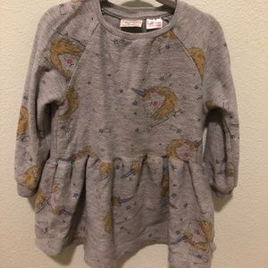 ZARA PLUSH JERSEY UNICORN PRINT DRESS  18-24 MOS